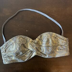 Victoria's Secret Neutral Tan Gold Bandeau Halter Swim Top Bikini Top Boho 34B